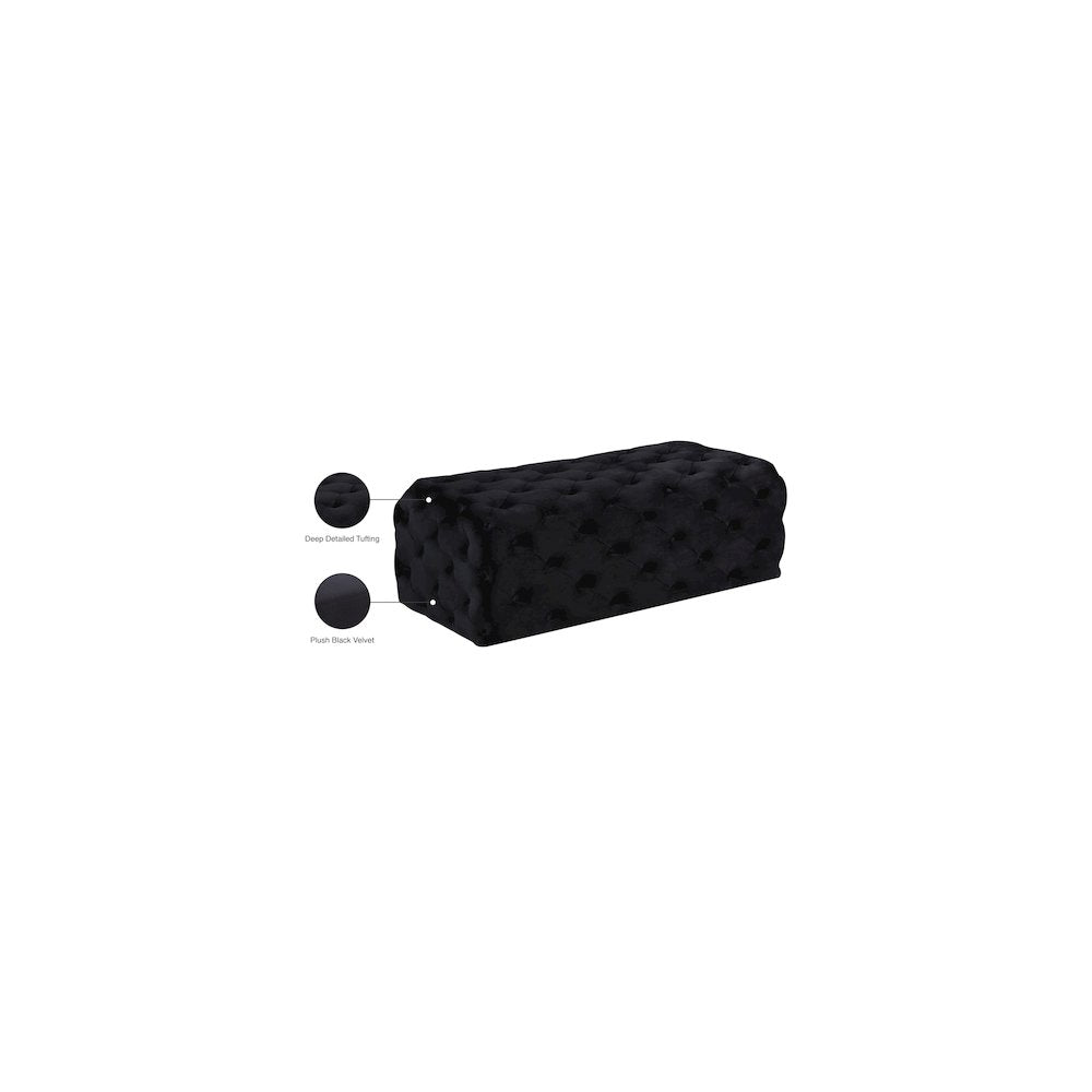 Casey Black Velvet Ottoman/Bench
