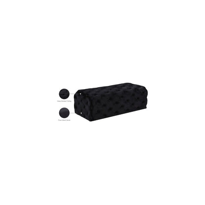 Casey Black Velvet Ottoman/Bench