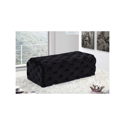 Casey Black Velvet Ottoman/Bench