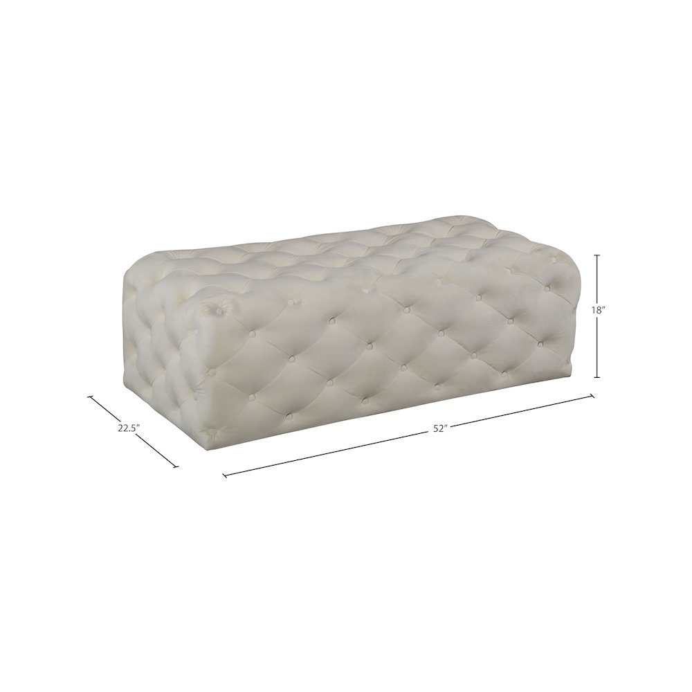 Casey Cream Velvet Ottoman/Bench