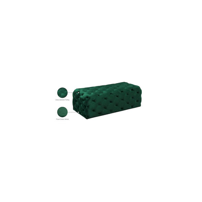 Casey Green Velvet Ottoman/Bench