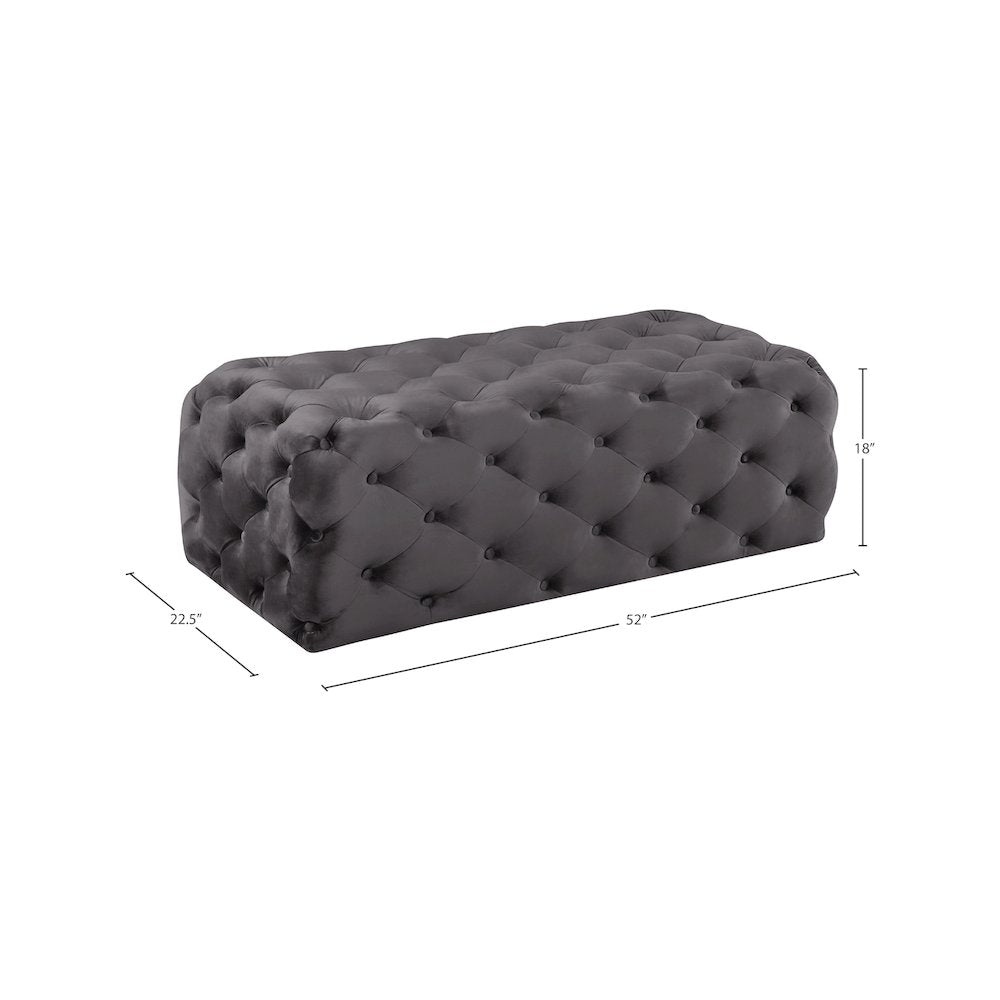 Casey Grey Velvet Ottoman/Bench