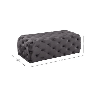Casey Grey Velvet Ottoman/Bench