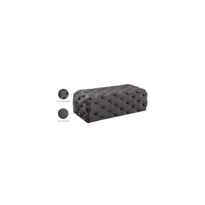 Casey Grey Velvet Ottoman/Bench