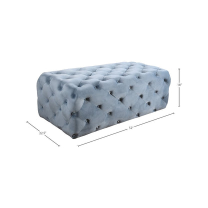 Casey Sky Blue Velvet Ottoman/Bench