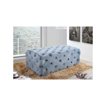 Casey Sky Blue Velvet Ottoman/Bench