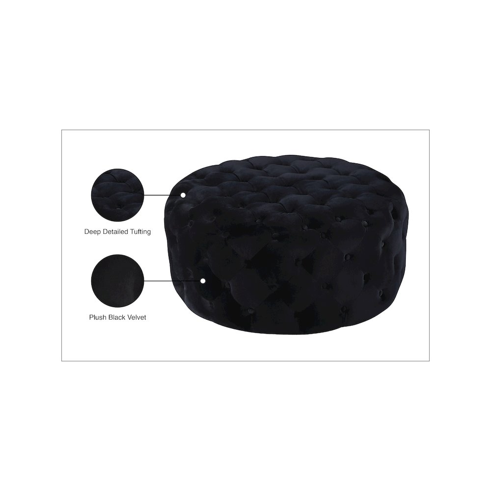 Addison Black Velvet Ottoman/Bench