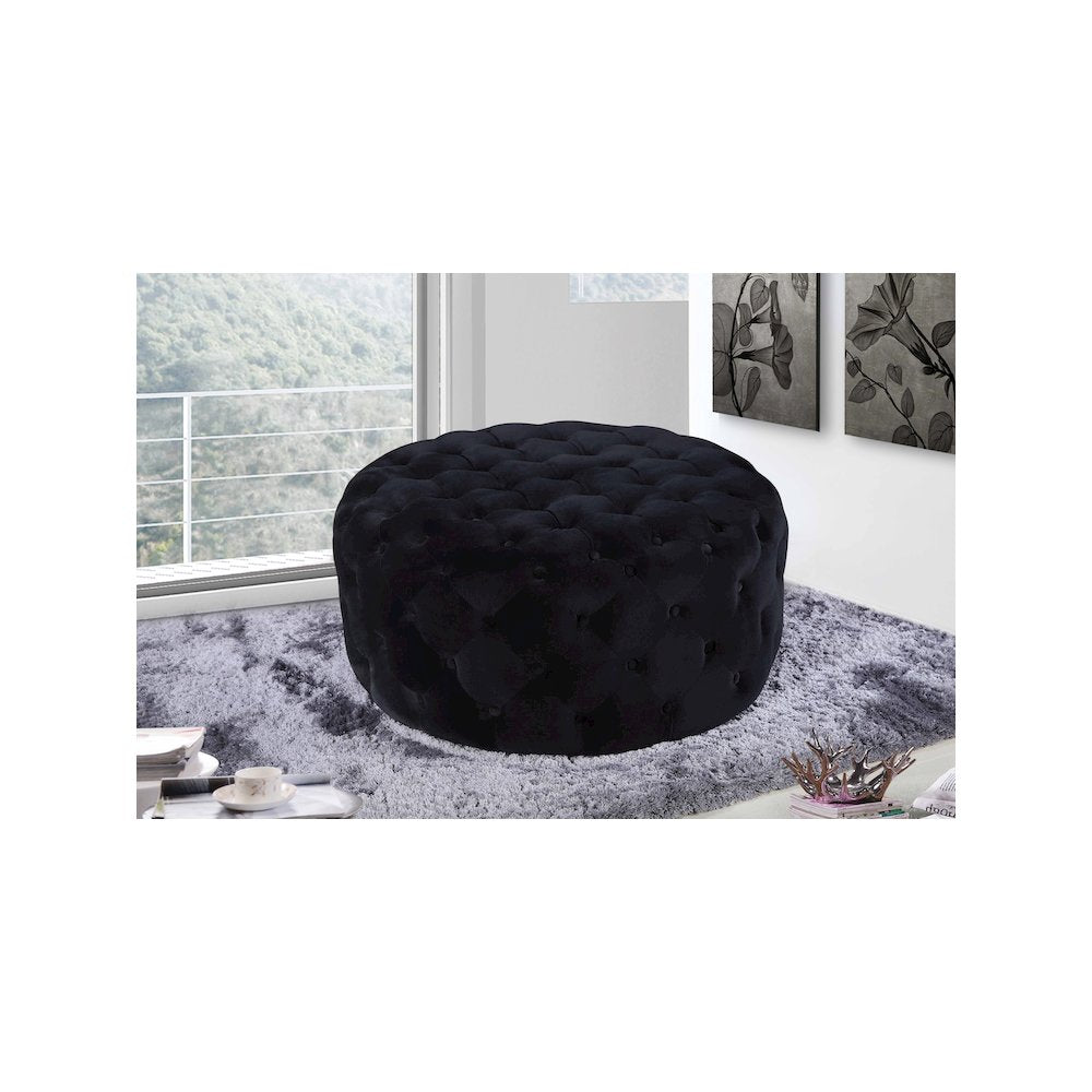 Addison Black Velvet Ottoman/Bench