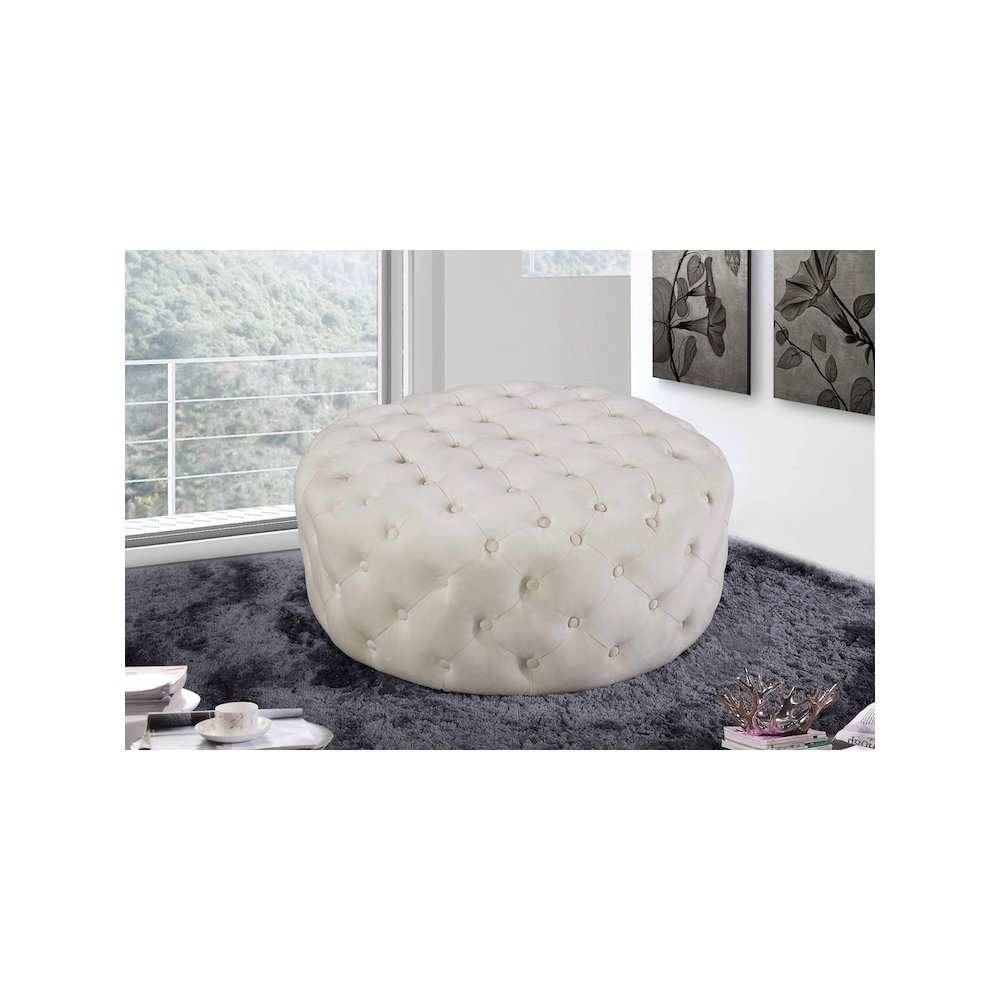 Addison Cream Velvet Ottoman/Bench