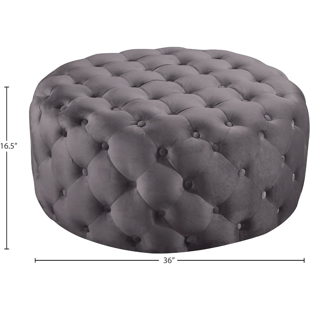 Addison Grey Velvet Ottoman/Bench