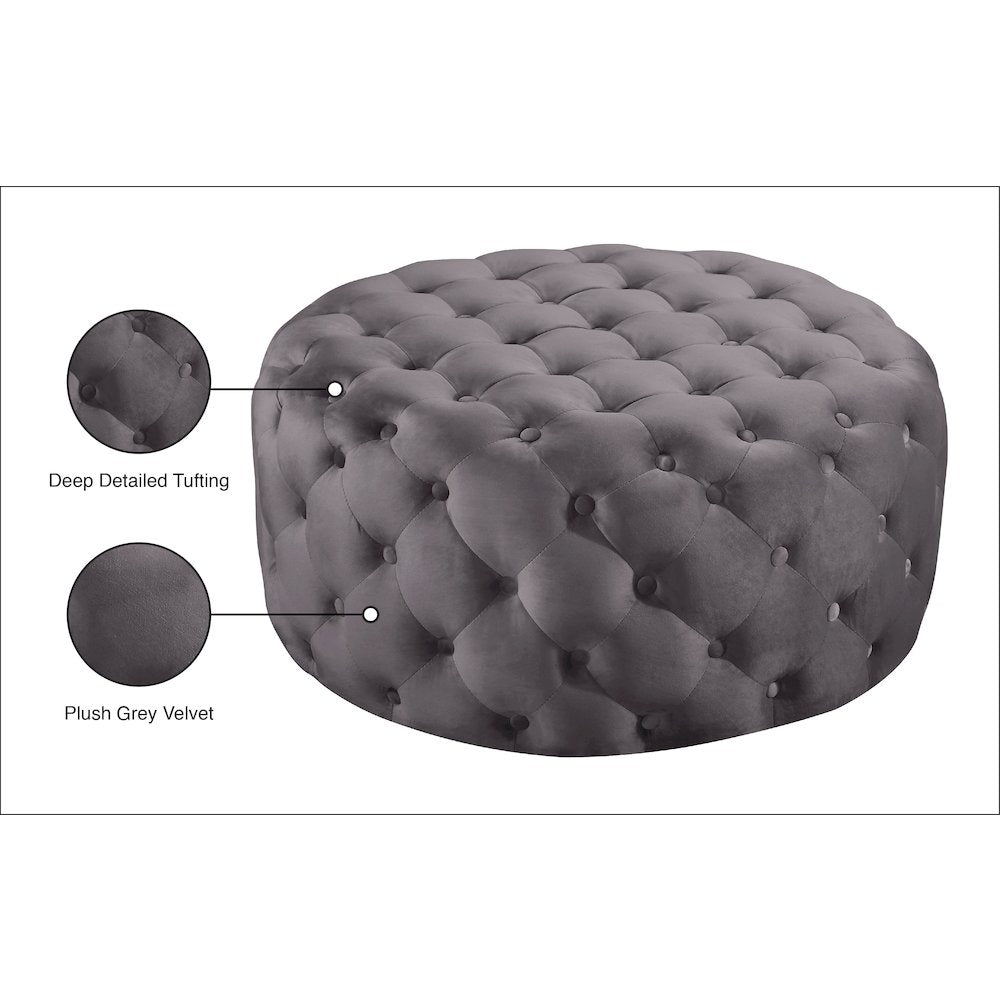Addison Grey Velvet Ottoman/Bench