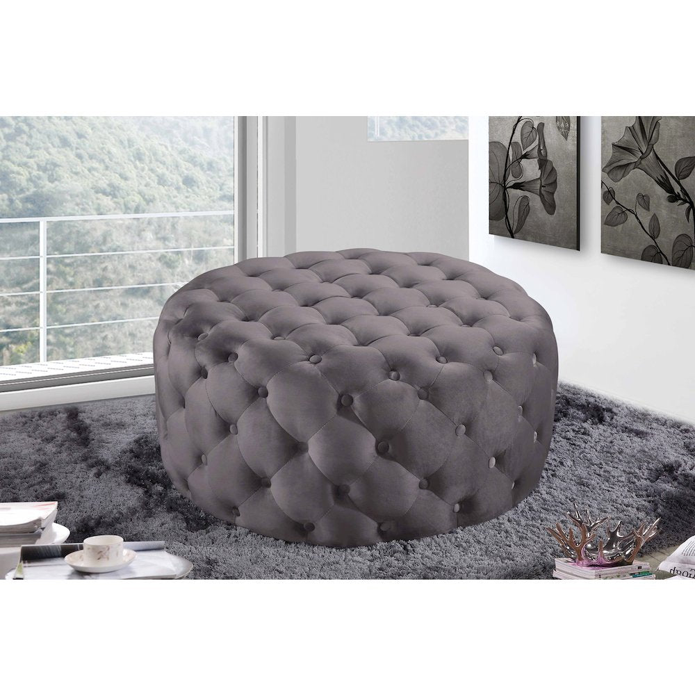 Addison Grey Velvet Ottoman/Bench
