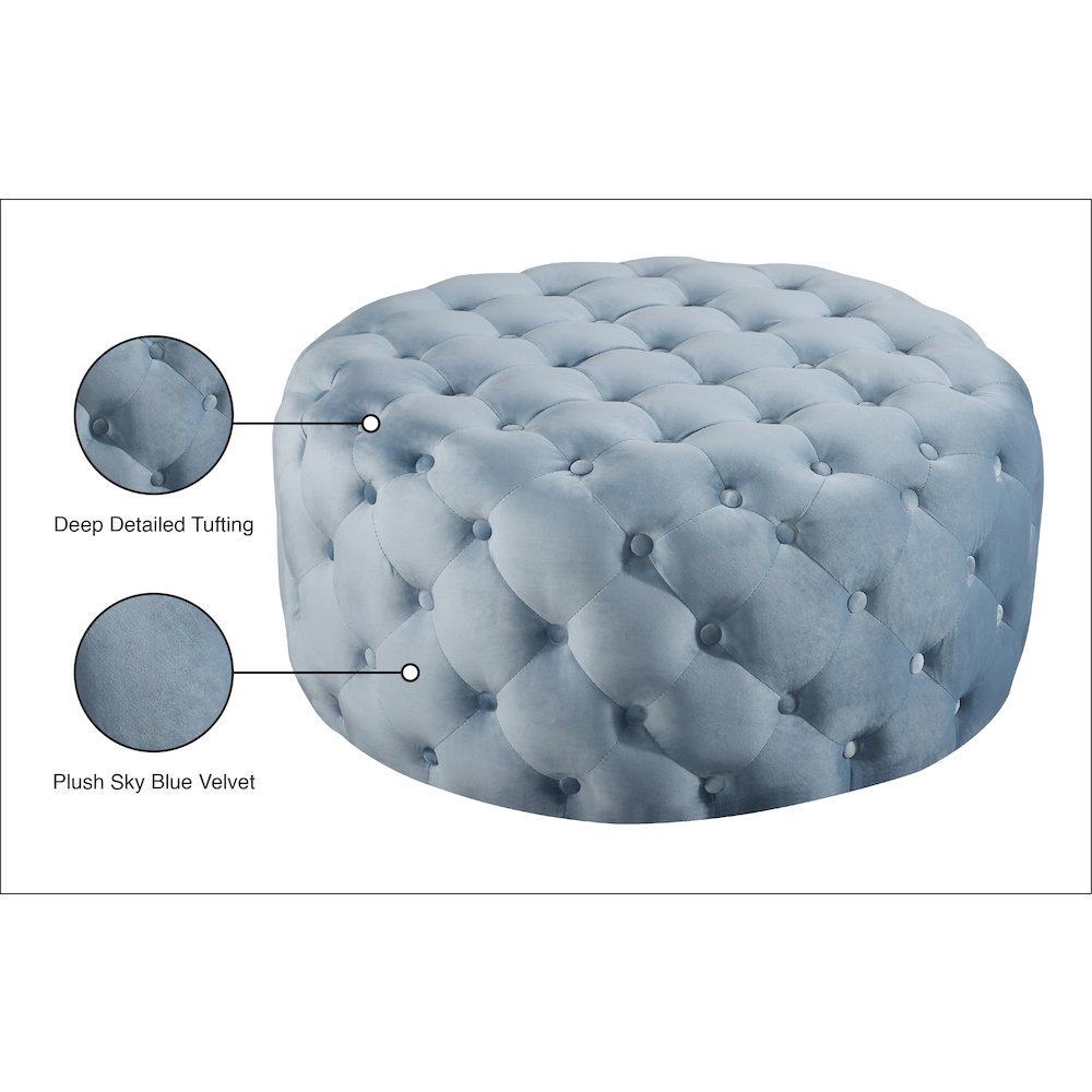 Addison Sky Blue Velvet Ottoman/Bench