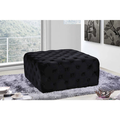 Ariel Black Velvet Ottoman/Bench
