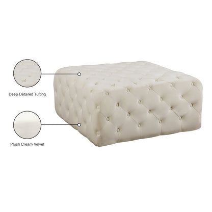 Ariel Cream Velvet Ottoman/Bench