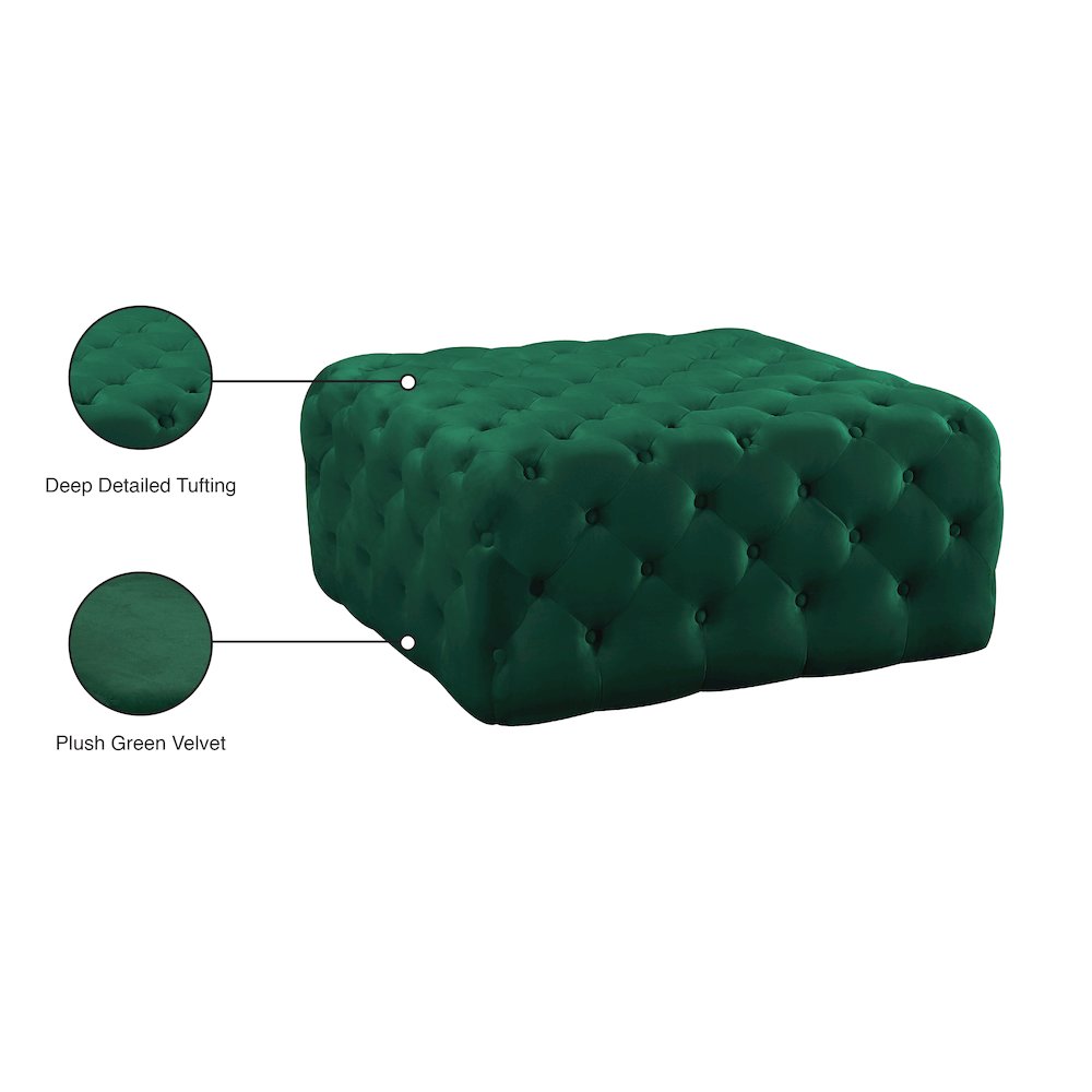 Ariel Green Velvet Ottoman/Bench