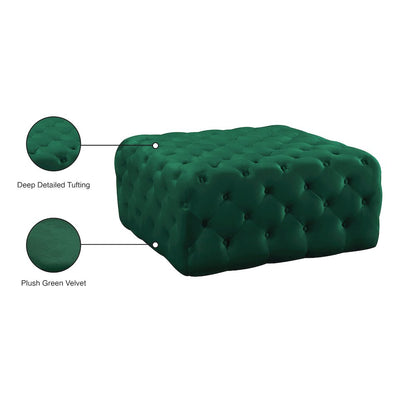 Ariel Green Velvet Ottoman/Bench