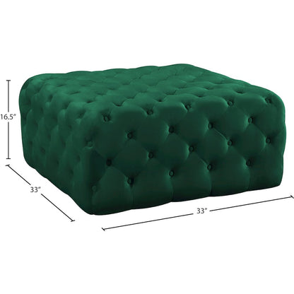 Ariel Green Velvet Ottoman/Bench