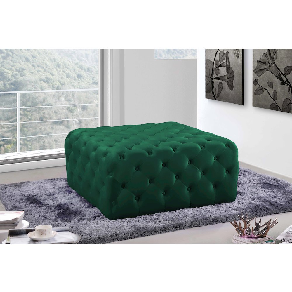 Ariel Green Velvet Ottoman/Bench