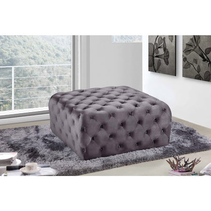 Ariel Grey Velvet Ottoman/Bench