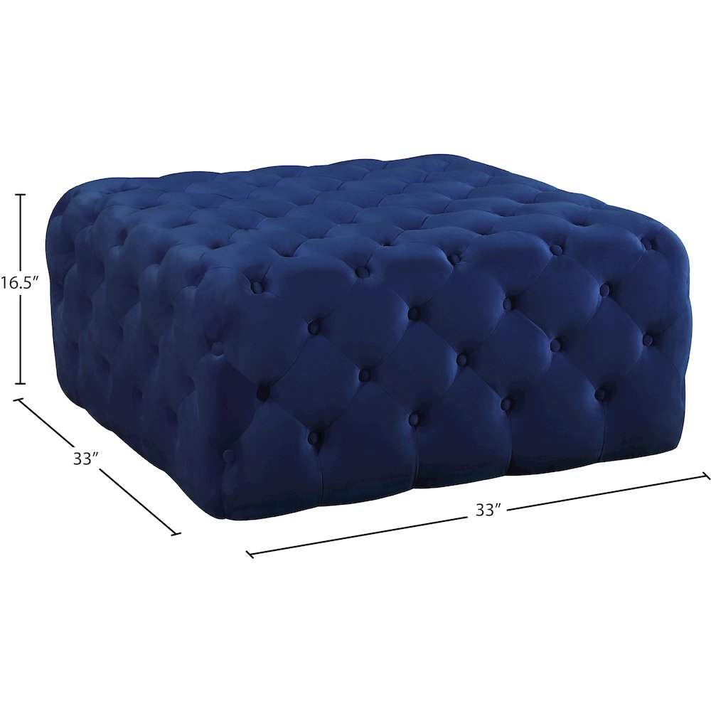 Ariel Navy Velvet Ottoman/Bench
