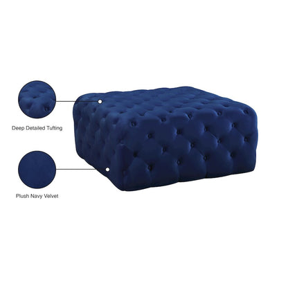Ariel Navy Velvet Ottoman/Bench