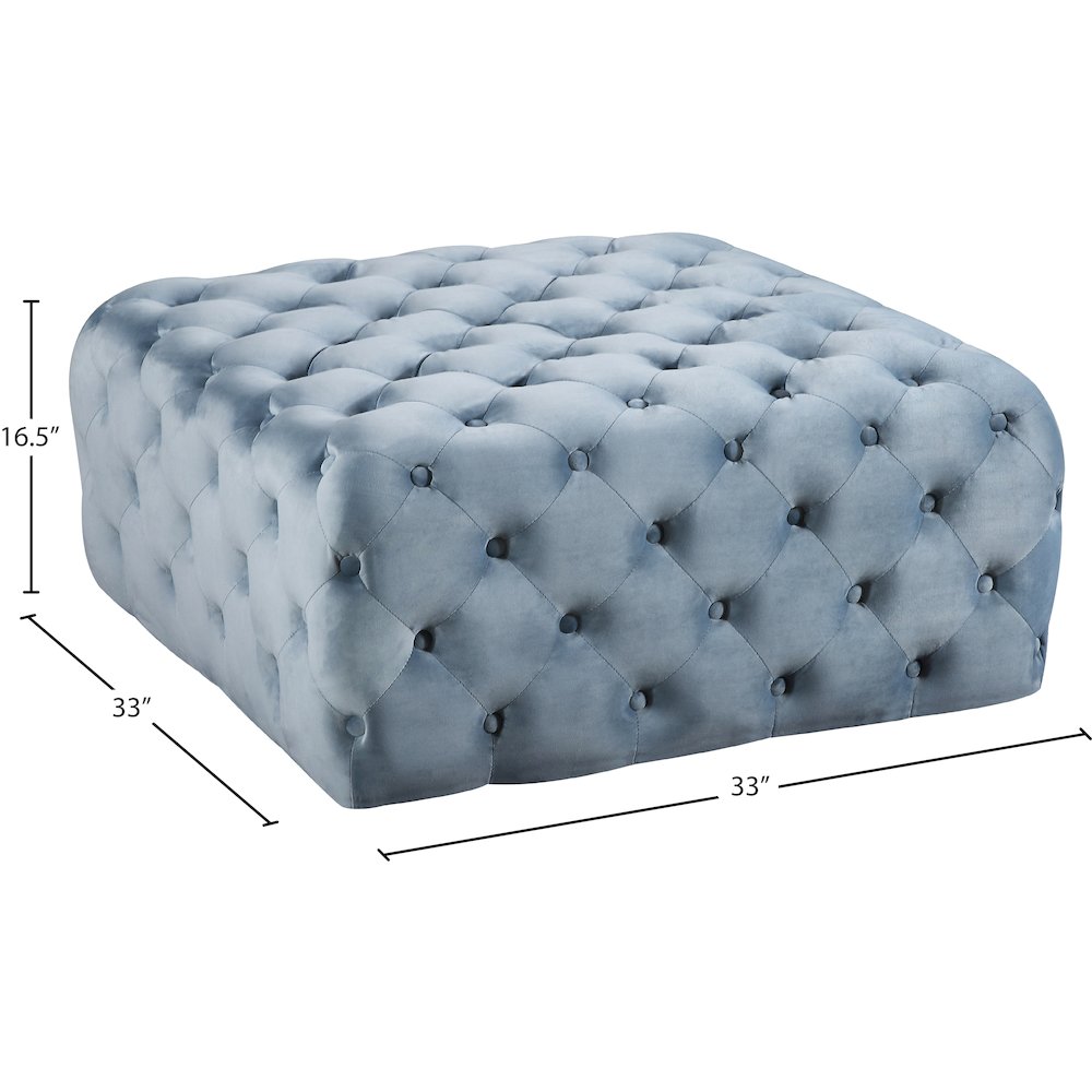 Ariel Sky Blue Velvet Ottoman/Bench