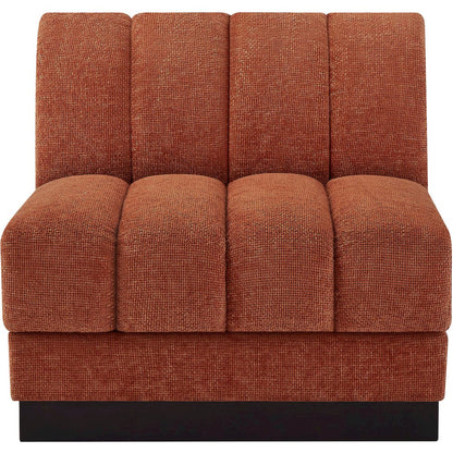 Quinn Cognac Chenille Fabric Armless Chair
