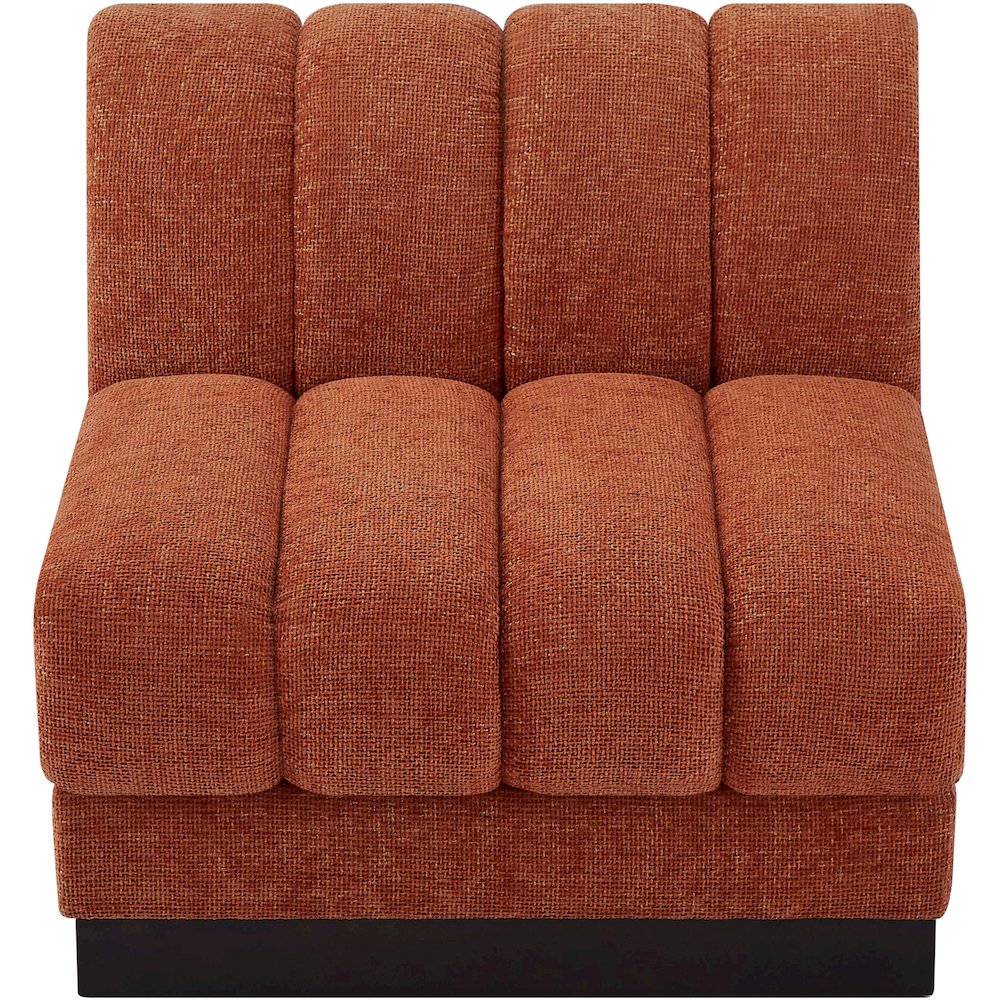 Quinn Cognac Chenille Fabric Armless Chair