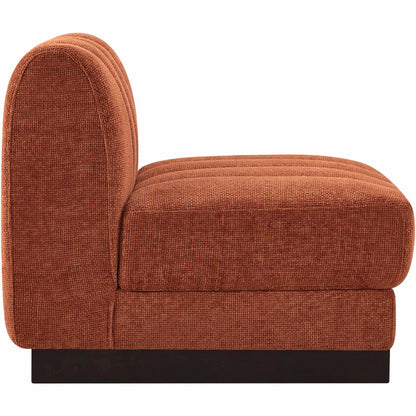 Quinn Cognac Chenille Fabric Armless Chair