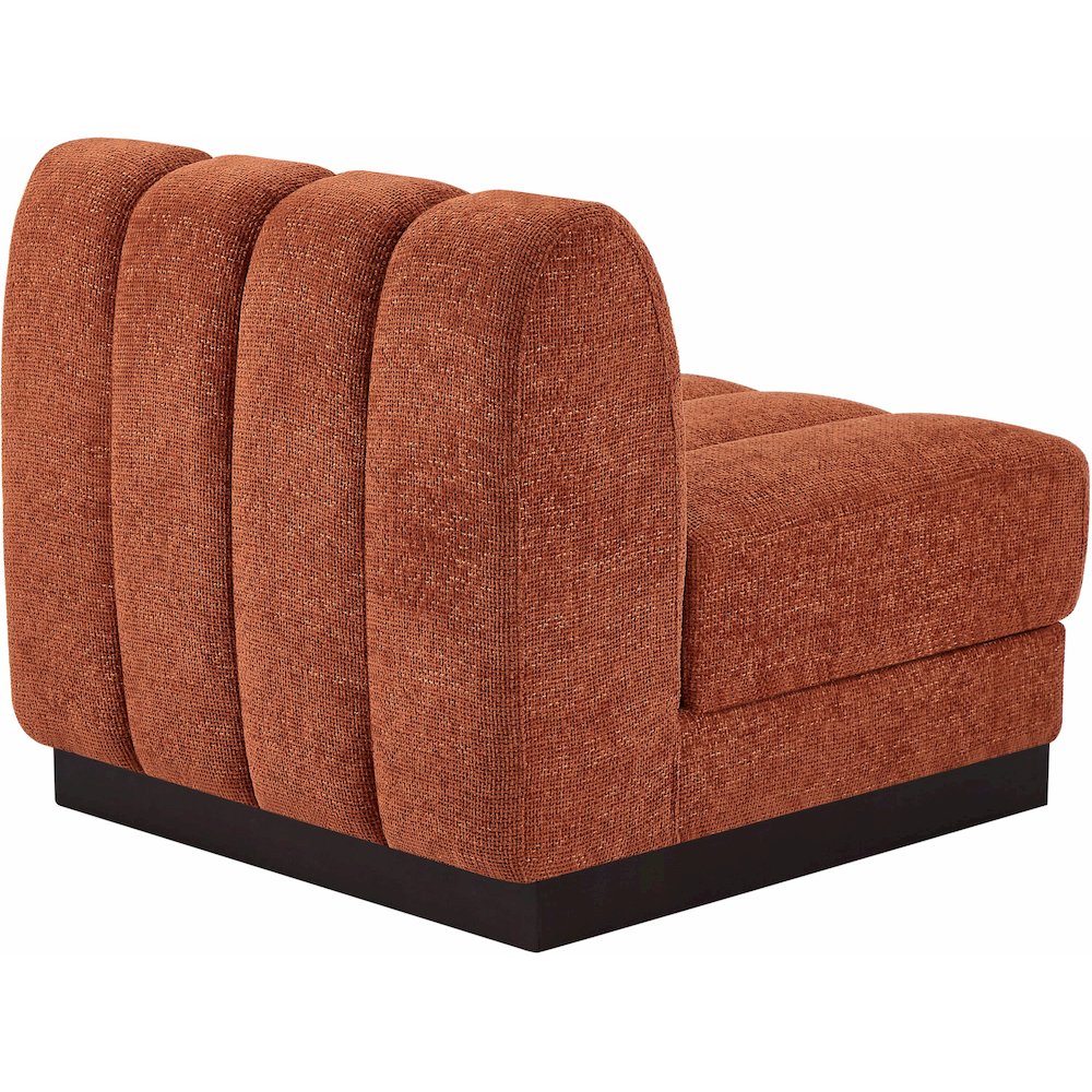 Quinn Cognac Chenille Fabric Armless Chair