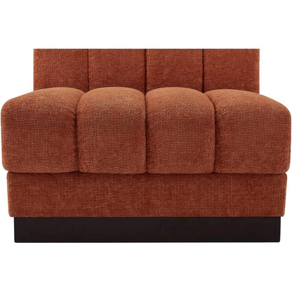 Quinn Cognac Chenille Fabric Armless Chair