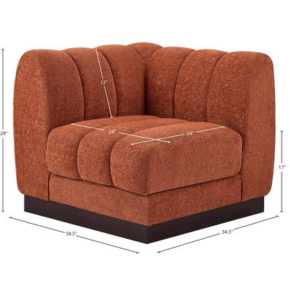 Quinn Cognac Chenille Fabric Corner Chair