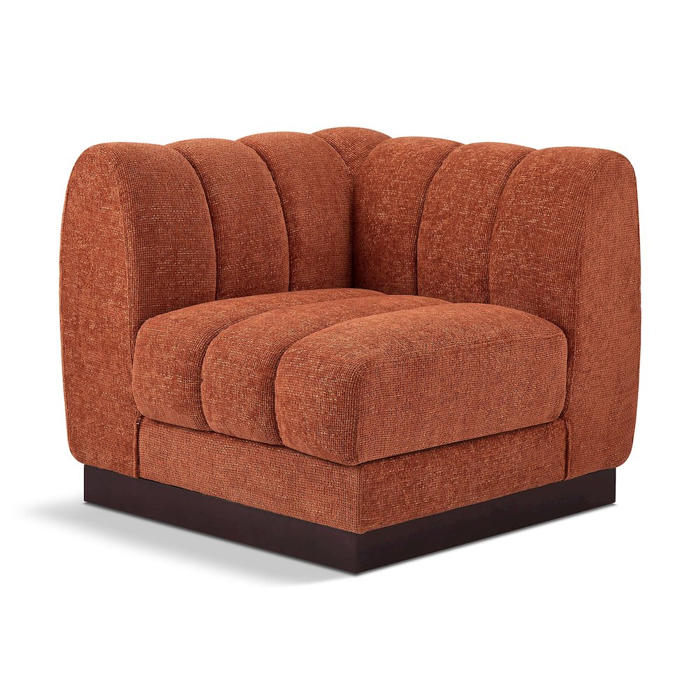 Quinn Cognac Chenille Fabric Corner Chair