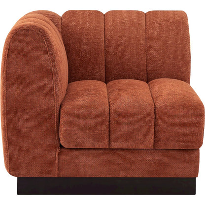 Quinn Cognac Chenille Fabric Corner Chair