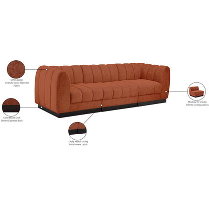 Quinn Cognac Chenille Fabric Modular Sofa