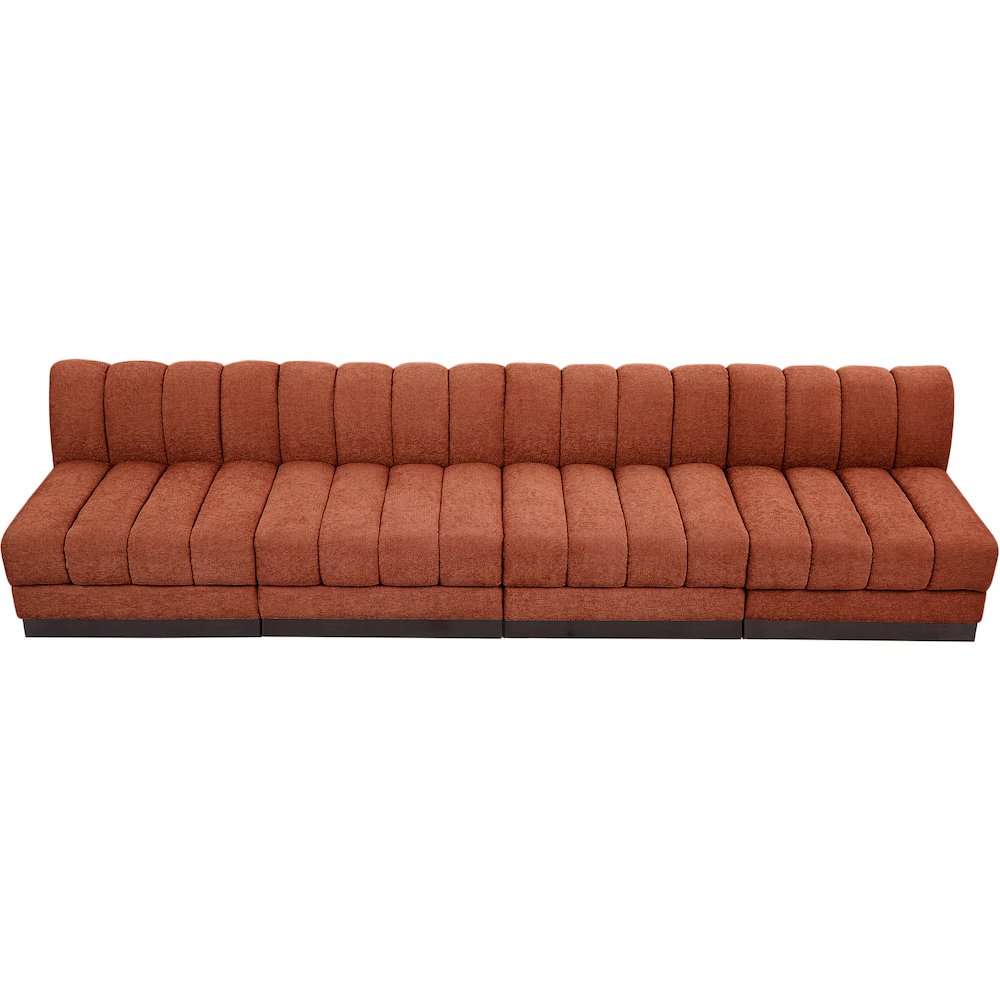 Quinn Cognac Chenille Fabric Modular Sofa