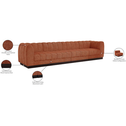 Quinn Cognac Chenille Fabric Modular Sofa