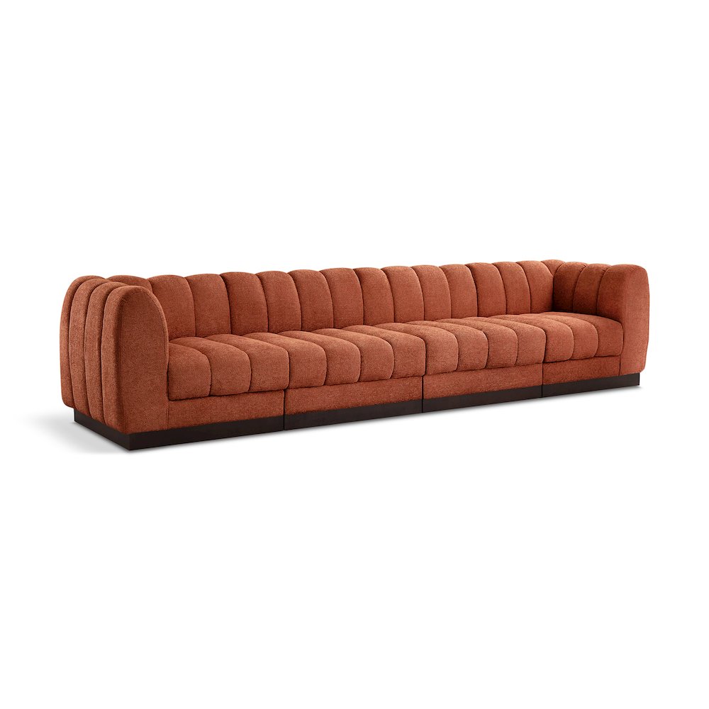 Quinn Cognac Chenille Fabric Modular Sofa