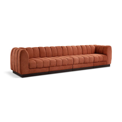 Quinn Cognac Chenille Fabric Modular Sofa