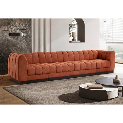 Quinn Cognac Chenille Fabric Modular Sofa