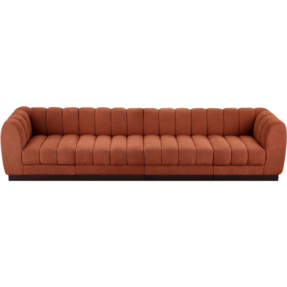 Quinn Cognac Chenille Fabric Modular Sofa