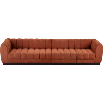 Quinn Cognac Chenille Fabric Modular Sofa