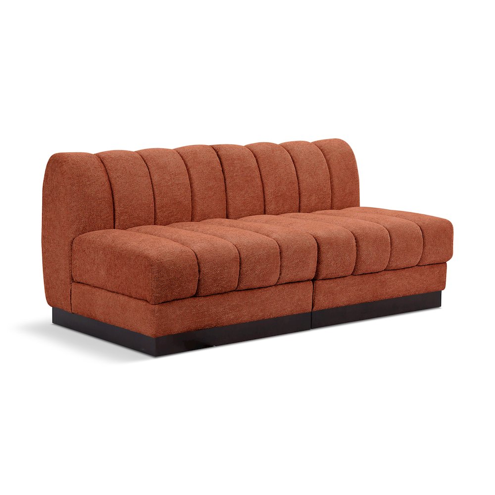 Quinn Cognac Chenille Fabric Modular Sofa