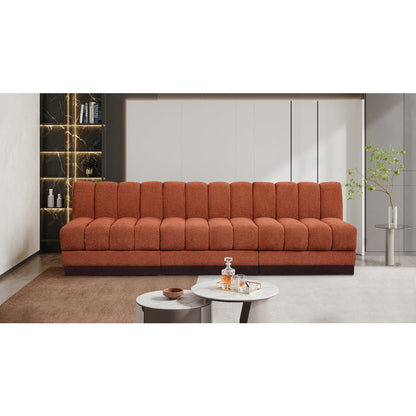 Quinn Cognac Chenille Fabric Modular Sofa