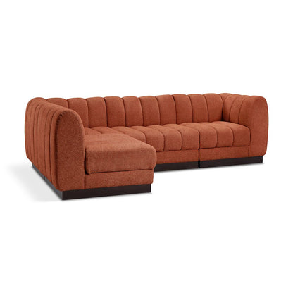 Quinn Cognac Chenille Fabric Modular Sectional