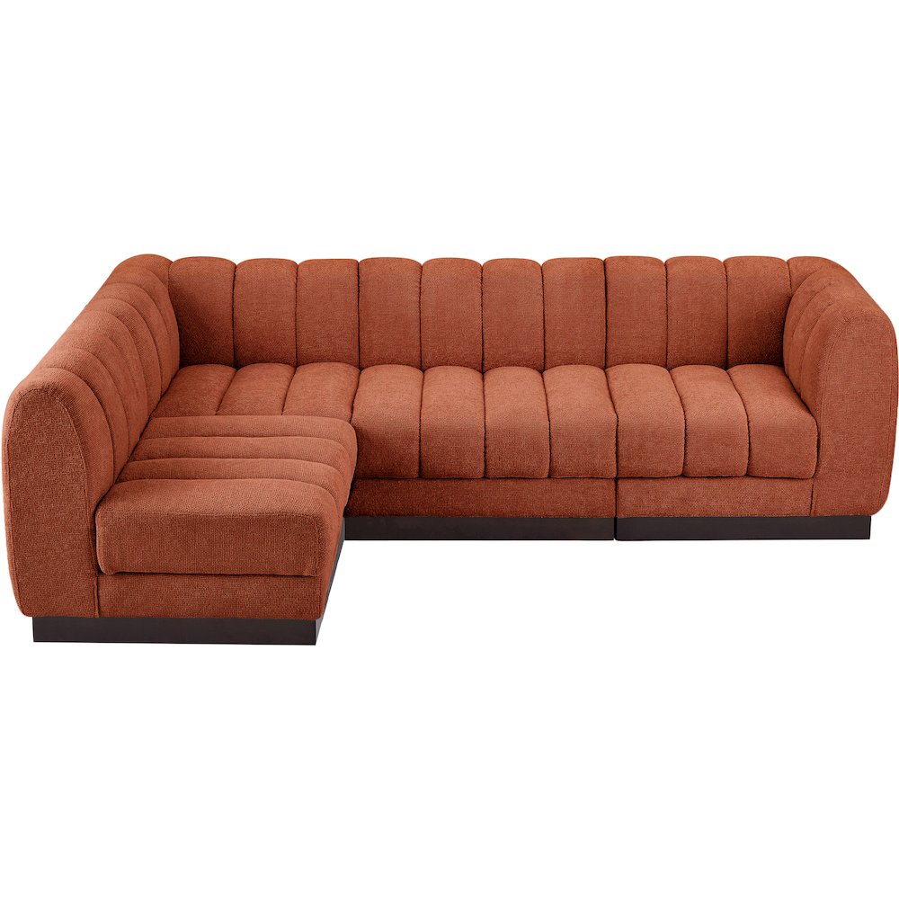 Quinn Cognac Chenille Fabric Modular Sectional