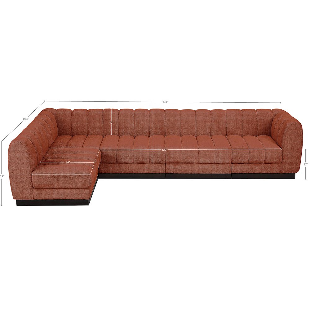 Quinn Cognac Chenille Fabric Modular Sectional