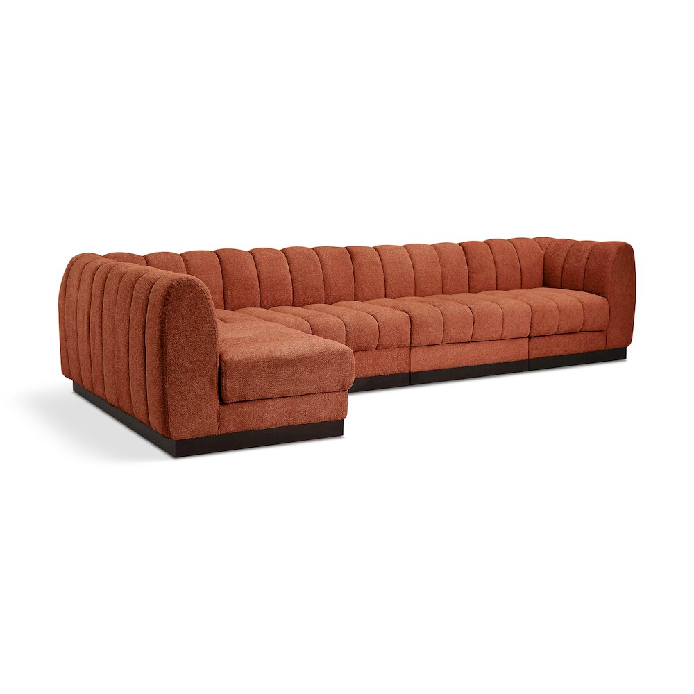 Quinn Cognac Chenille Fabric Modular Sectional