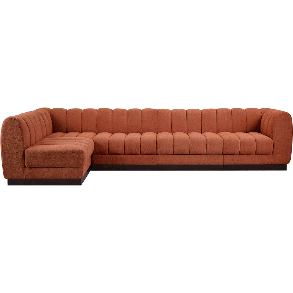 Quinn Cognac Chenille Fabric Modular Sectional